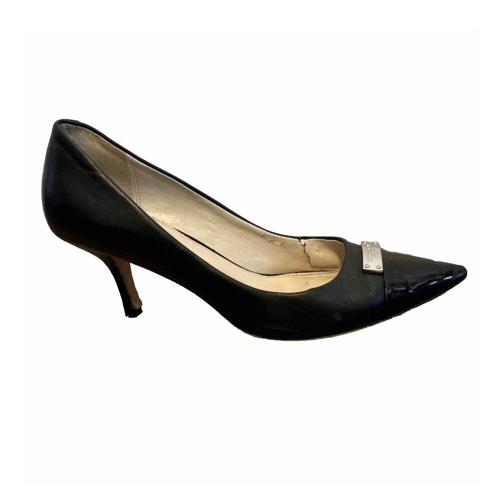 COACH vintage Black leather upper shell slip on pump shoes‎ 9.5 B damaged